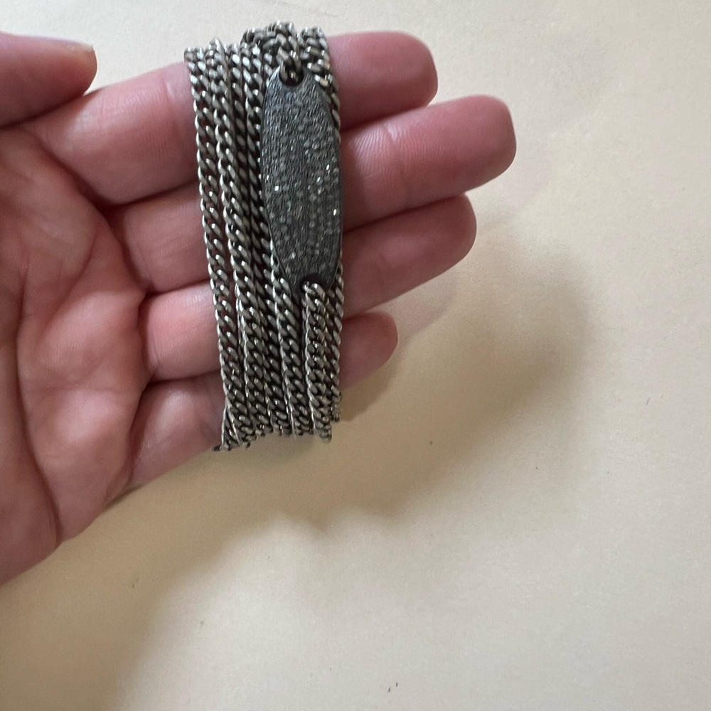 Silver Chain Bracelet pave insert